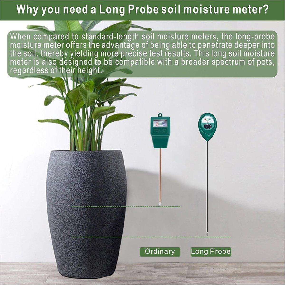 Plant Sensor - LNHF Langsonden-Bodenfeuchtemessgerät für Tiefenmessung, Wassermonitor-Indikator-Sensor, Hygrometer